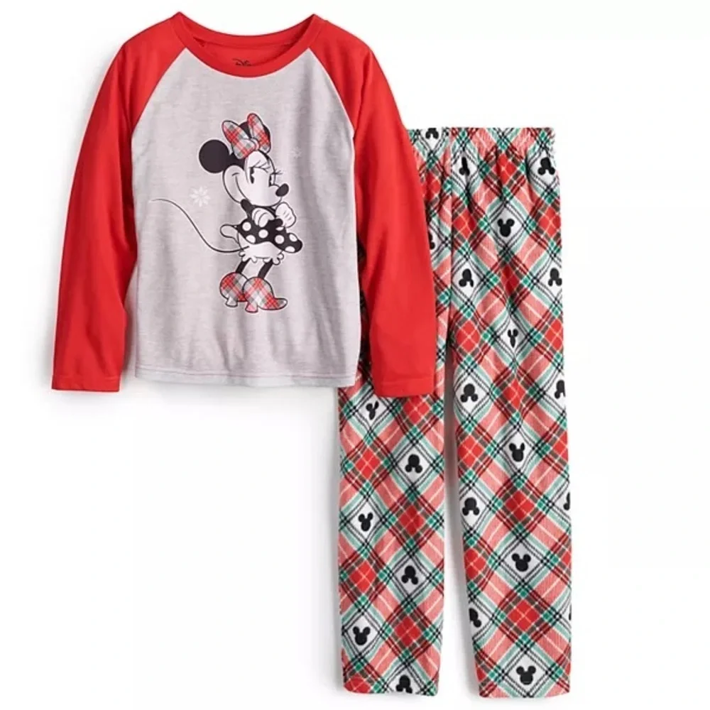 New Disney Holiday Minnie Woman & Dog XL 2-Piece Fleece PJs Sleep Sets - Picture 3 of 9